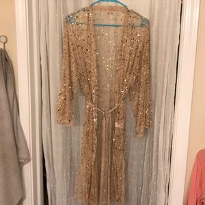 River Island belted sequin rose gold kimono